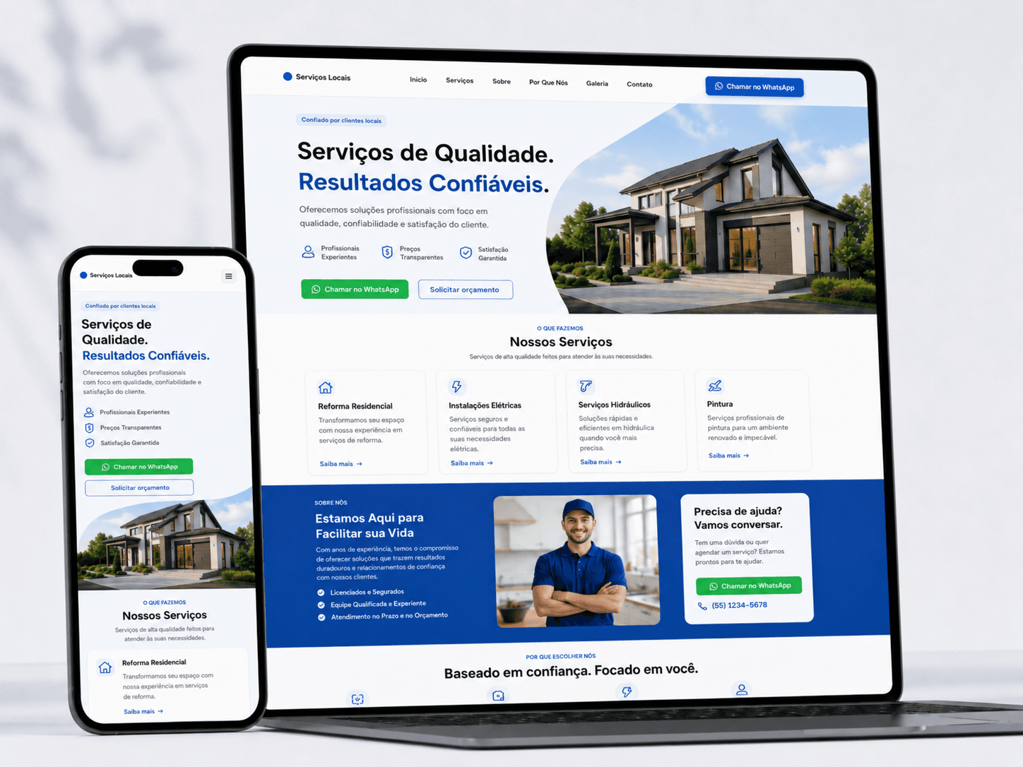 Exemplo de site responsivo criado pela Site4